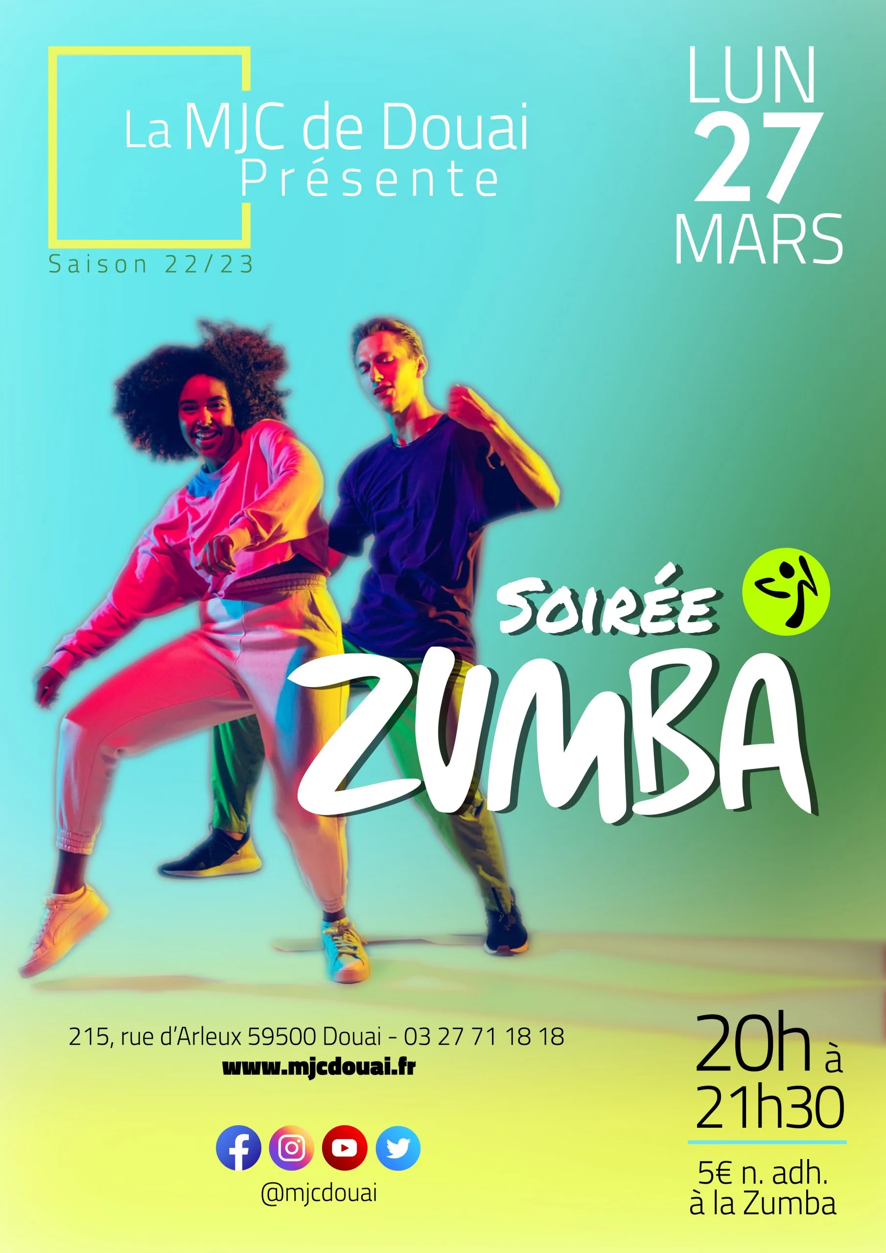 Affiche Soirée Zumba mars 2023