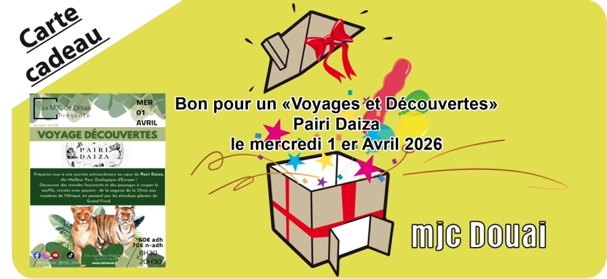 Carte cadeau Pairi Daiza — MJC Douai