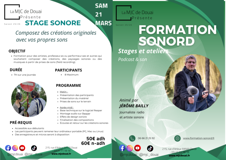 Stage sonore – Formation Sonord