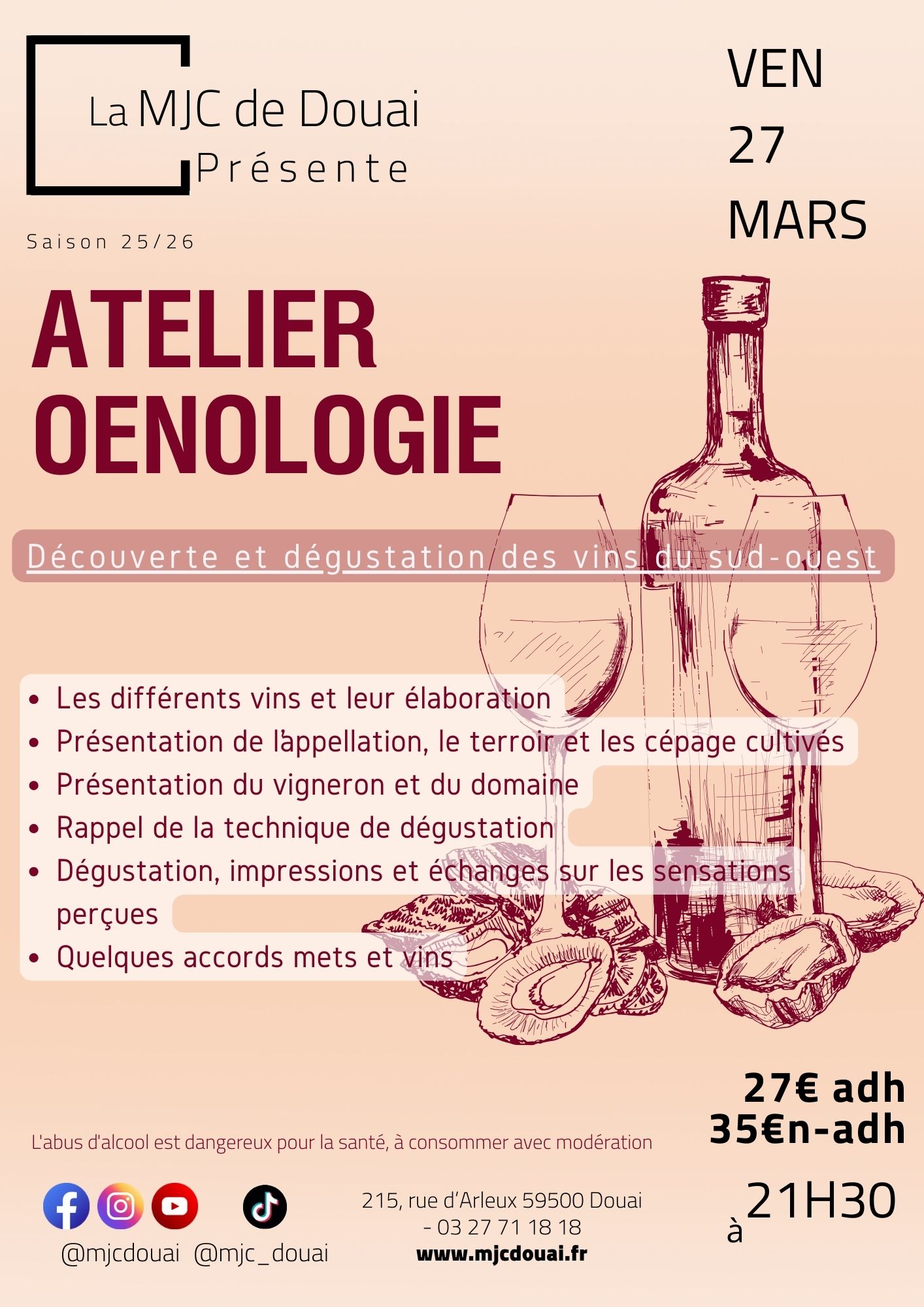 Atelier oenologie : Découverte et dégustation des vins du sud ouest