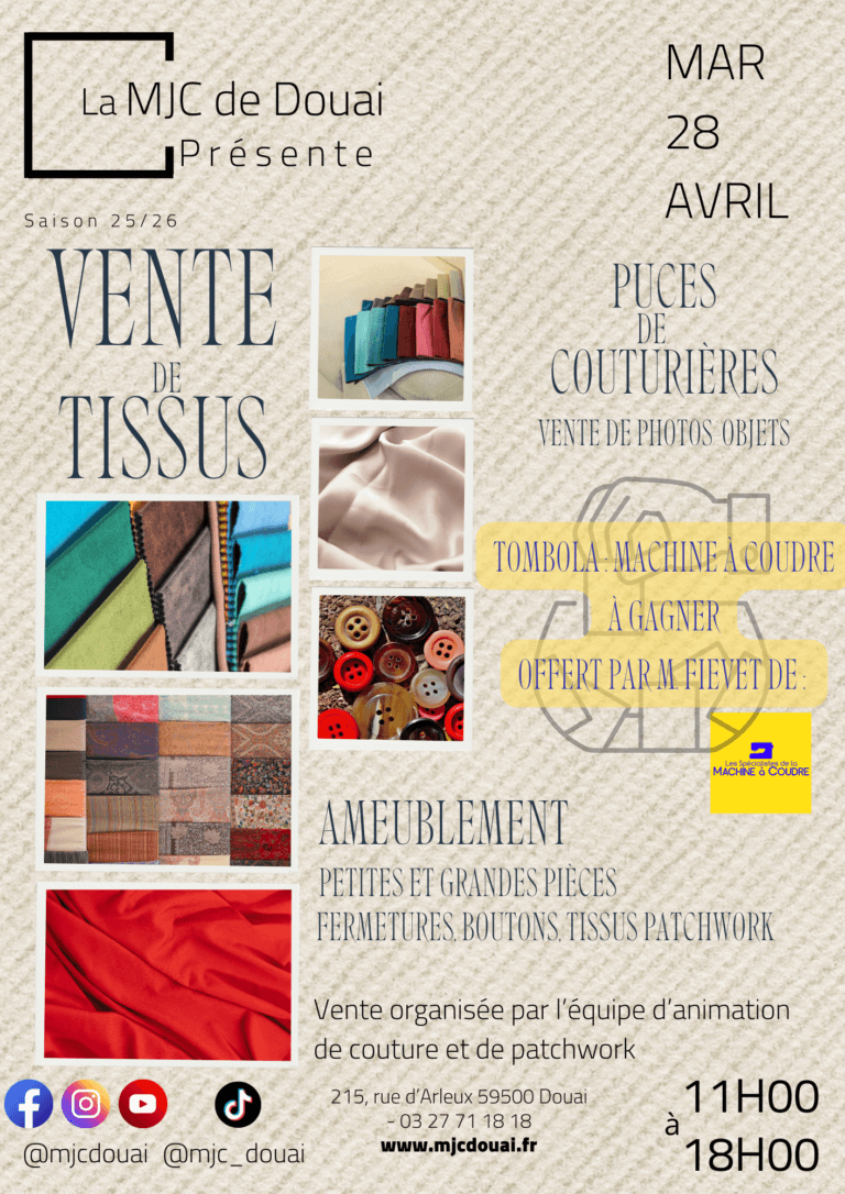 🧵 Vente de tissus & Puces de couturières