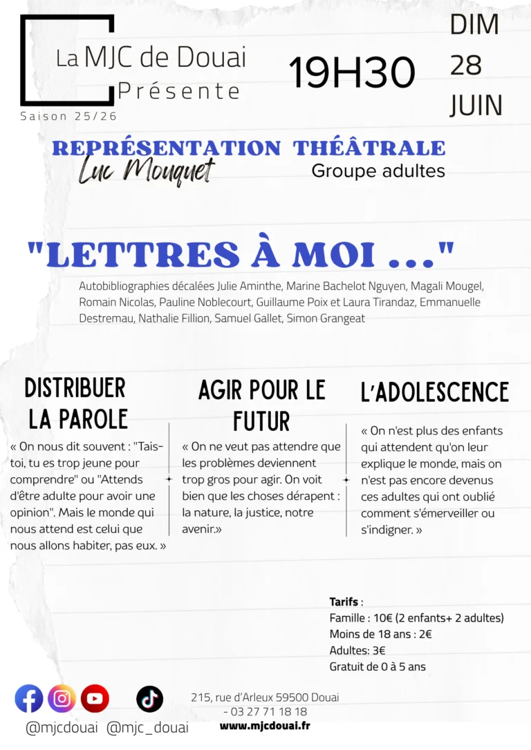 Lettres à moi … — Théâtre (Groupe Adultes)