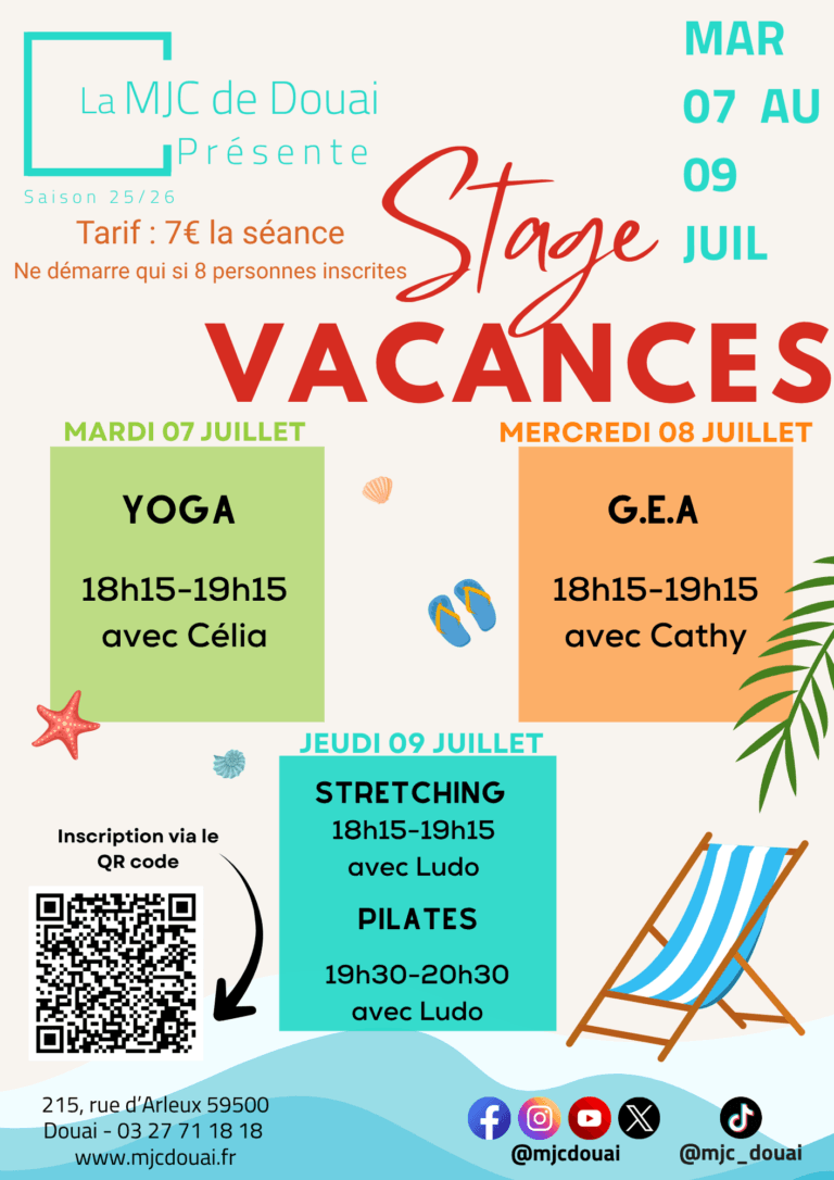 STAGES VACANCES JUILLET 2026