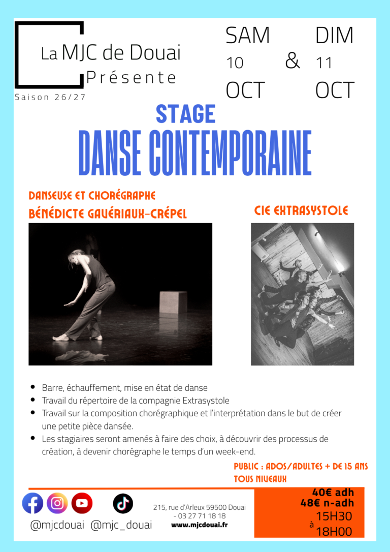 Stage de Danse Contemporaine avec la Cie Extrasystole.