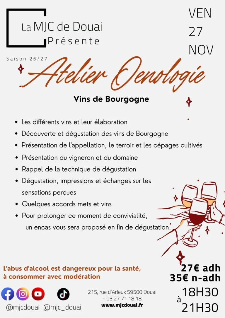Atelier Œnologie : Vins de Bourgogne