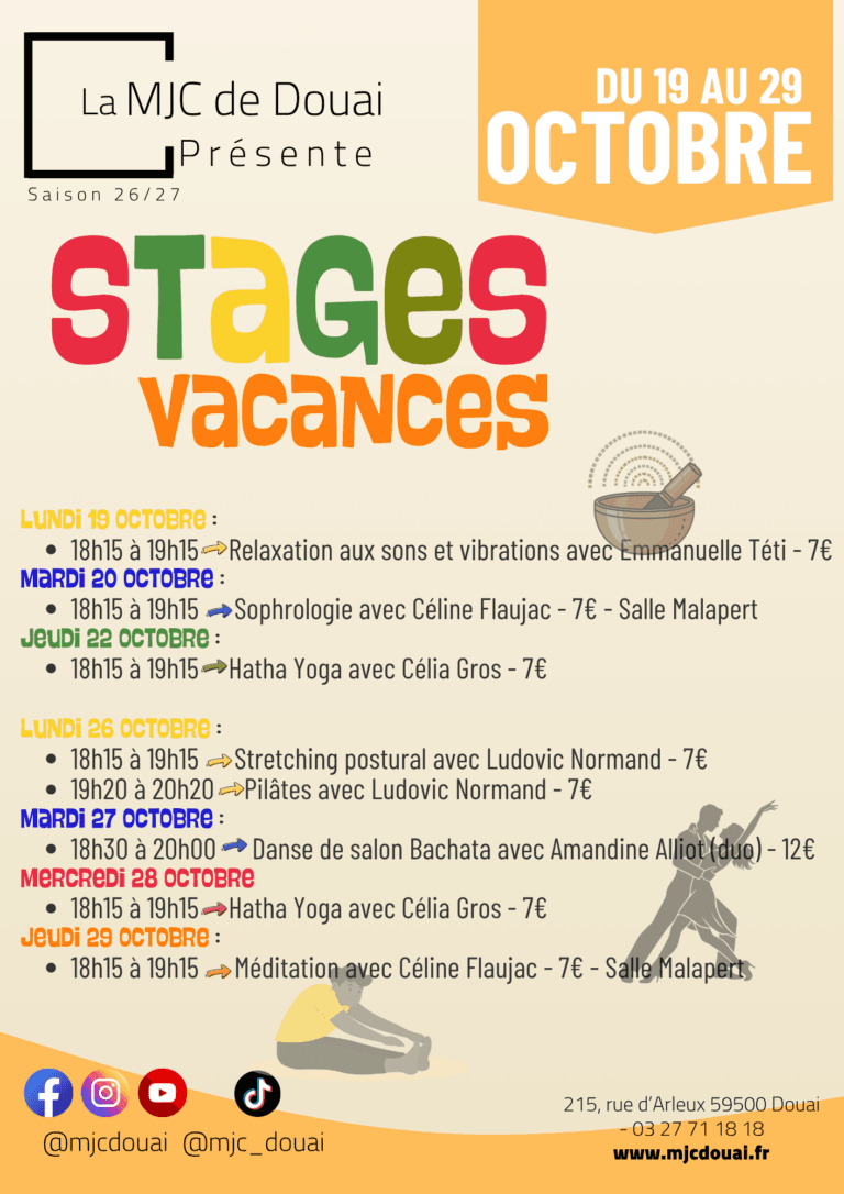 Stages vacances d’octobre – Bien-être, danse et relaxation